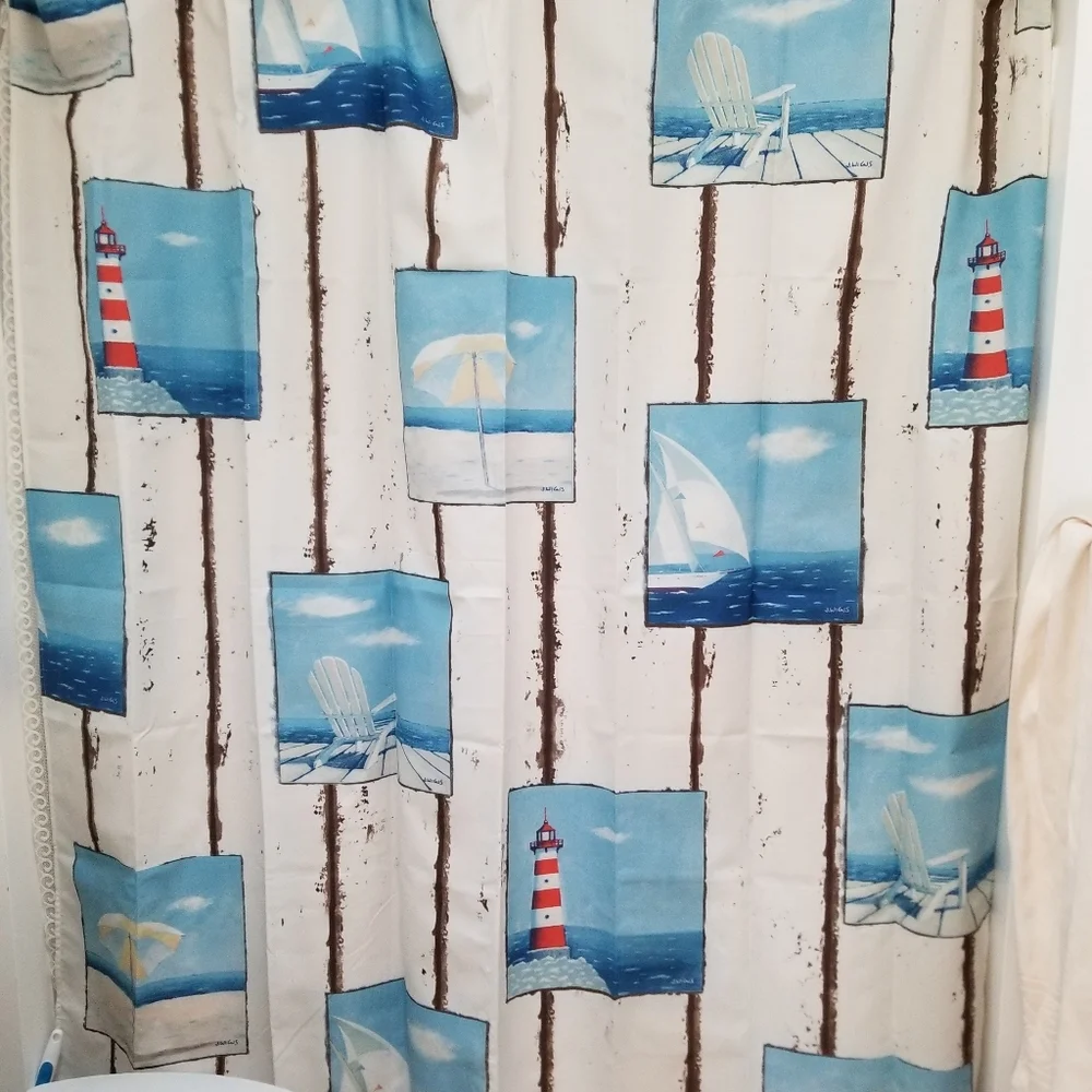 For The Bath Costal Scenes Shower Curtain